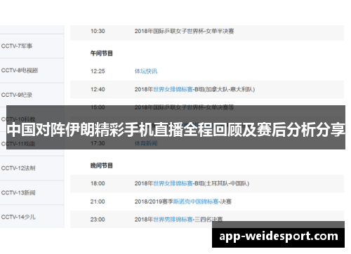 中国对阵伊朗精彩手机直播全程回顾及赛后分析分享